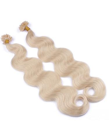 Keratin Bonding Hair Extensions #60 White Blonde 60cm - 25 Strands 100% Remy Real Hair - Easy to Use Wavy Micro Ring Extensions - Buy Online on GoSupps.com