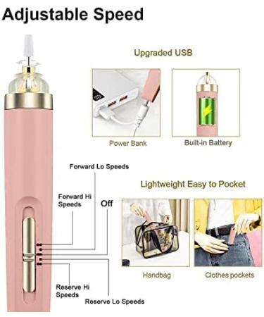 Electric Nail File Nail Files Professional Adjustable Speed Portable Electric Manicure Pedicure Kit 5 in 1 Nail Drill Electric File USB for Acrylic Nails Gel Nails (Pink) - Buy Online on GoSupps.com