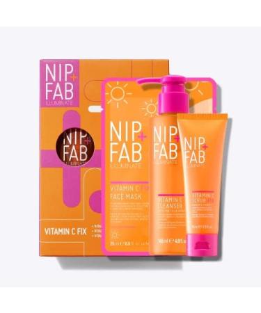 Nip+Fab Vit C 3 Piece Starter Kit | Contains Vit C Fix Cleansing Fix Scrub Sheet Mask | Face Skin Exfoliating Brightening Hydrating Toning Vitamin C for Skin Care | Vegan and Cruelty Free - Buy Online on GoSupps.com