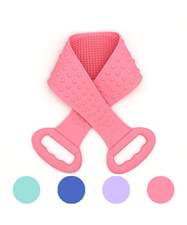 Silicon body brush back brush bathing brush soft silicone bath body Brush double -sided shower scrub body and face (pink) pink