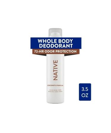 Native Whole Body Deodorant Spray - Coconut & Vanilla Aluminum-Free Baking Soda 3.5 oz - Unisex Deodorant for Women & Men - Buy Online on GoSupps.com