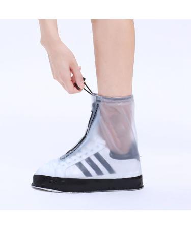 Lumoon 1 pair of outdoor rain protection overshoes silicone overshoes slipproof pvc over shoes rain over shoes for women and men with zipper reusable slipproof overshoes l black