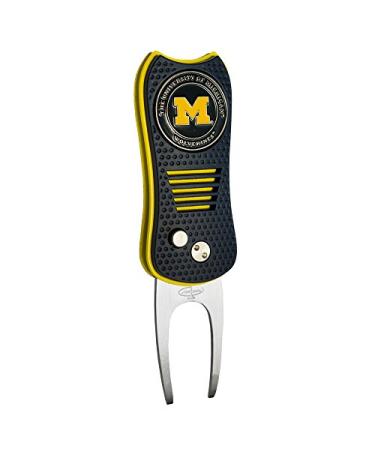 Team Golf NCAA Switchblade Divot Tool with Double-Sided Magnetic Ball Marker- Features Patented Single Prong Design- Causes Less Damage to Greens- Switchblade Mechanism Michigan Wolverines One Size Multi Team Colors