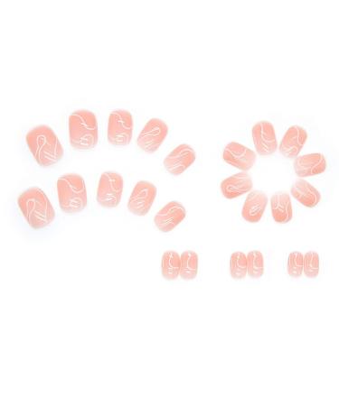 RikView Pink Press on Short Fake Nails | Square Acrylic Nails with Swirls Design - Buy Online on GoSupps.com
