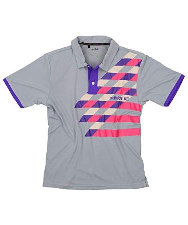 adidas Youth Front Pocket Graphic Print Polo Shirt Small Zone/Purple/Bright Pink/Ecru