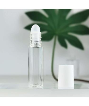50 Pack 5ml Clear Roller Bottles with White Lids for Essential Oils & Travel - Glass Oil Rollers - Buy Online on GoSupps.com