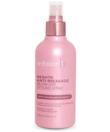 Infusion K Keratin Anti-Breakage Blow Dry Styling Spray with UltraKeratin Complex - Controls Frizz & Smooths Hair | Enhances Softness & Shine | Color Safe  Paraben  Cruelty  & Sulfate Free (8 oz)