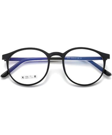 Koosufa Retro Round Blue Light Filter Glasses | Ultra-Light TR90 Frames | Anti-Fatigue & Gaming Glasses for Women - Matt Black with Case - Buy Online on GoSupps.com