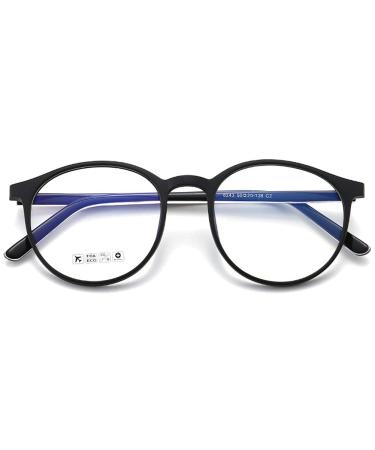 Koosufa blue light filter glasses retro round ultra light tr90 glasses frames anti blue light glasses without visual strength ladies computer glasses gaming glasses anti fatigue with case matt black
