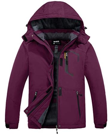 Skieer Women's Waterproof Ski Jacket Warm Winter Coat Fleece Snow Raincoats X-Large Blending Purple
