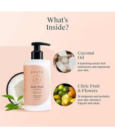 Hydrating Ayurvedic Body Wash - All Natural Vegan Non-Drying | Coconut & Citrus | Gentle Cleansing for Men & Women | 10 Fl Oz - No SLS No Parabens - Buy Online on GoSupps.com