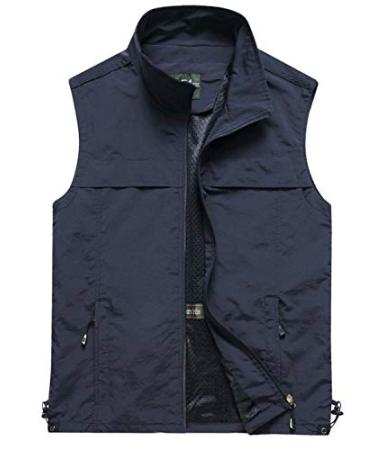 Gihuo Men's Fishing Vest Utility Vest Travel Safari Pockets Work Vest Style3-navy X-Large