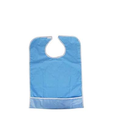 Bib for Elderly Waterproof Mealtime Bib Protector Aid Apron (Light Blue)