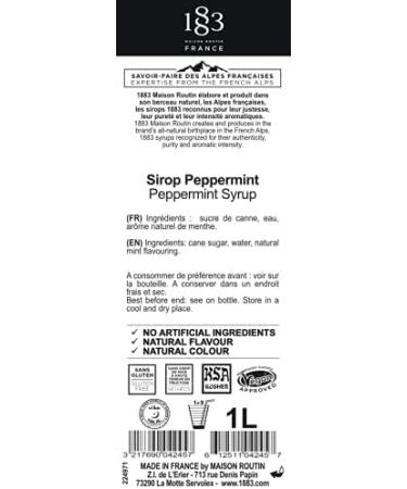 Routin 1883 Premium Peppermint Syrup 1L + Pump Set (Plastic Bottle) - Buy Online on GoSupps.com
