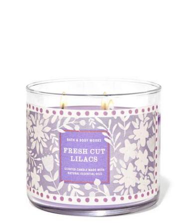 Bath and Body Works White Barn 3-Wick Candle w/Essential Oils - 14.5 oz - 2021 Fresh Spring Scents! (Fresh Cut Lilacs)