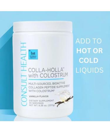 Consult Health Colla-Holla Vanilla Flavor Multi Sourced Collagen Verisol Protein Powder with Colostrum for Skin Elasticity Wrinkle Reduction Healthy Hair & Joint Support 8.36 oz - Buy Online on GoSupps.com