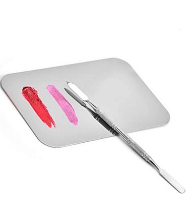 Makeup Palette Small Stainless Steel Cosmetic Spatula Rectangle Shape Foundation Mixing Plate Tool - Buy Online on GoSupps.com