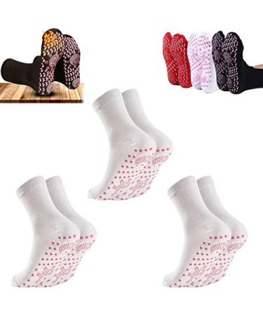 Tourmaline Slimming Health Socks - Self-Heating & Weight Loss Massage Socks (3 Pairs White) | International Shipping - Buy Online on GoSupps.com