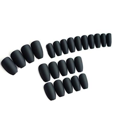 24 Pack Black Matte Fake Nails with Glue - Full Cover French Acrylic Nail Art Tips for Women & Girls - Buy Online on GoSupps.com