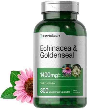 Echinacea Goldenseal Capsules | 1400mg | 300 Count | Vegetarian, Non-GMO, Gluten Free Extract Supplement | by Horbaach - Buy Online on GoSupps.com