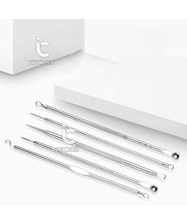 ICYCHEER Blackhead Remover Tool Set 5pcs Versatile Removal Kit with Stainless Steel Needle Treatment for Acne Whiteheads