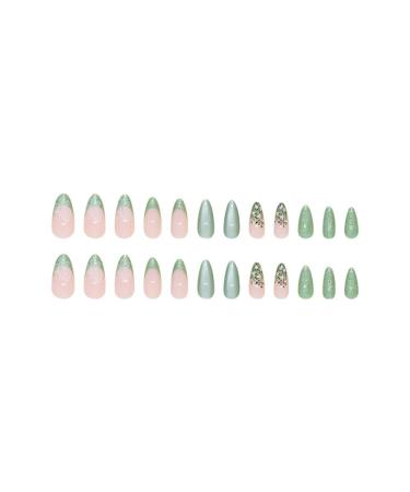 24 Pcs Green Cat Eye Press on Nails - Short Almond Shape | MINGCHUN Fall Glitter Flower Butterfly Full Cover False Nails | Acrylic Nail Art Kit - Buy Online on GoSupps.com