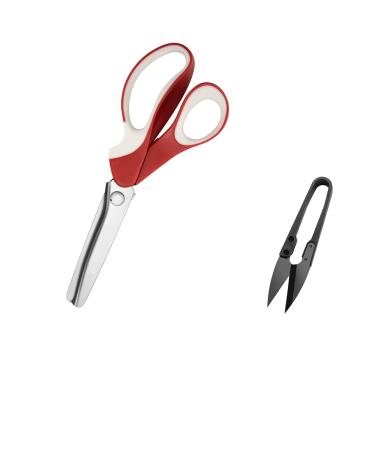 Pinking Shears By Galadim - Zig-zag Scissor for Fabric Leather & Paper - Pinking Dressmaking Sewing Scissors GD-046-C Red