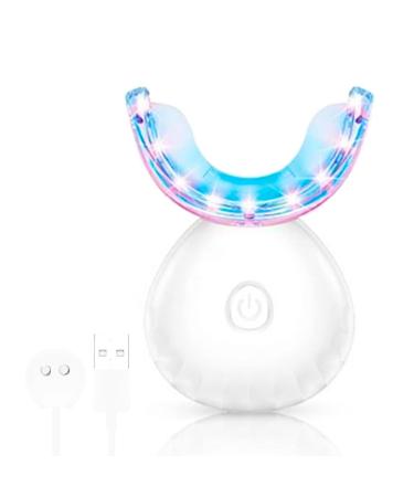 32 LED Teeth Whitening Accelerator Light with Cold Light &Red Lights Trays Device Teeth Whitening Enhancer Light Built-in 16 Minute Timer (White)