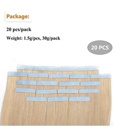 Elailite Invisible Tape Hair Extensions - Real Remy Human Hair 20 Pieces 45cm 30g #24 Natural Blonde - Smooth & Lightweight - Buy Online on GoSupps.com
