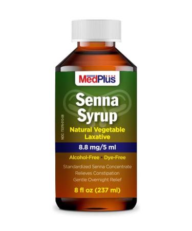 MedPlus Natural Vegetable Laxative - Senna Syrup 8.8mg/5ml - Constipation Relief - Chocolate Flavor - Compared to Senokot Syrup - Made in USA