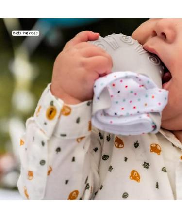 Kids Heroes Teething Mitten - Soothes Baby Boy's Sore Gums at 3 Months - Grey - Buy Online on GoSupps.com