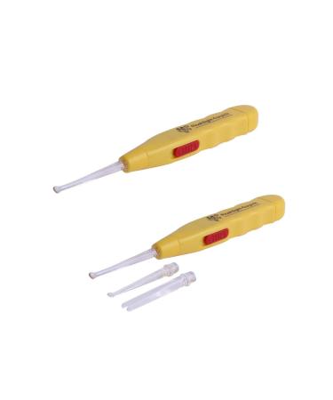Qtqgoitem Ear Wax Remover Cleaner Flashlight Curette Spoon Earpick 2pcs Yellow (Model: 383 2b5 e54 4fe 48c)