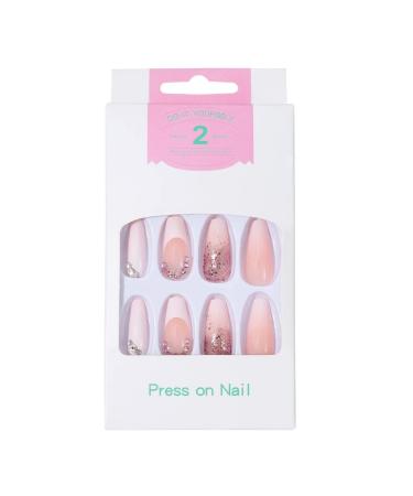 Brishow French Artificial Nails - Pink Glitter Press On Nails for Women & Girls - 24 Piece Set - Buy Online on GoSupps.com