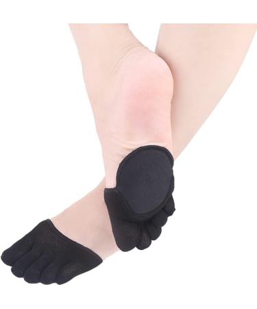Healifty Toe Socks with Metatarsal Pads | Cotton Yoga Sports Five Finger Socks for Dry Skin - 2 Pairs (Black) - Buy Online on GoSupps.com