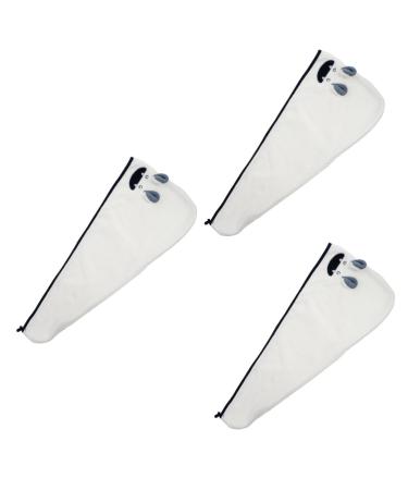 MAGICLULU 3 Pcs Coral Fleece Dry Hair Hat Women's White Quick Dry Turban Hat