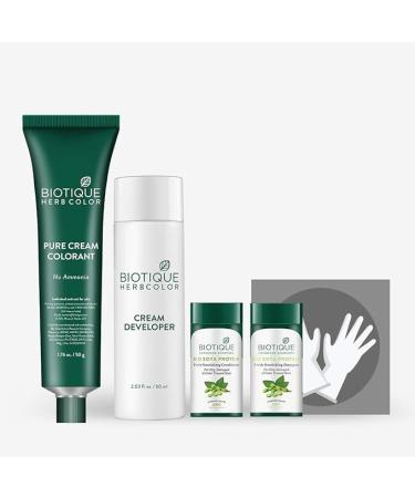 Bio_tiq_ue Herbcolor Conditioning Hair Colour | Ammonia Free Brown 4N | 9 Organic Herbal Extracts | Natural Shine | 50g + 110ml - Buy Online on GoSupps.com