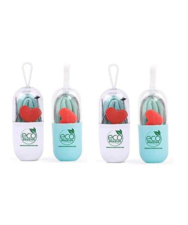 Reusable Silicone Straws with Cases Blue or White