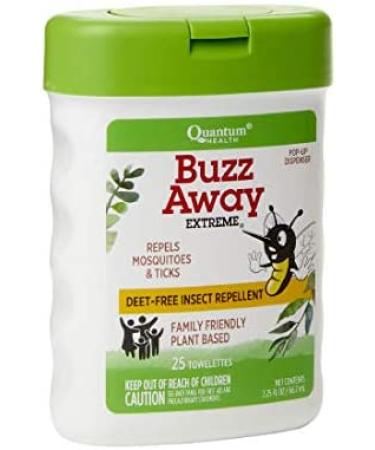 Quantum Health Buzz Away Extreme Towelettes | DEET-Free Insect Repellent Wipes with Essential Oils, 25 Count - Buy Online on GoSupps.com