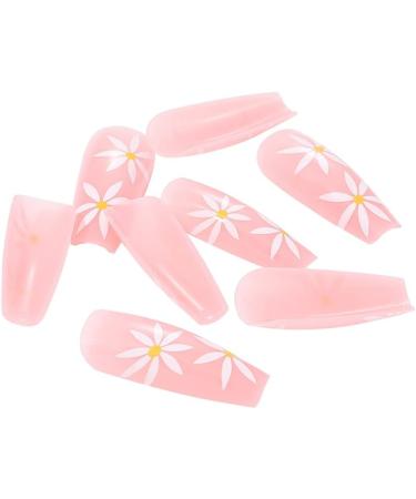 Coffin False Nails Long Fake Nails French Flowers Press on Nails Ballerina Acrylic Stick on Nails 24pcs for Women and Girls (Color : PINK Size : B) - Buy Online on GoSupps.com