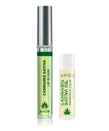Cannabis Sativa Oil Lip Caring Set Includes Lip Elixir 3g and Nourish & Calming Lip Balm 4.5g - Ultimate Things