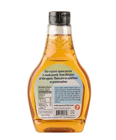 Health Garden Organic Blue Agave Nectar Sweetener - Non GMO - Low Glycemic - Kosher - Keto Friendly - 11.6 oz - Unflavored - Buy Online on GoSupps.com