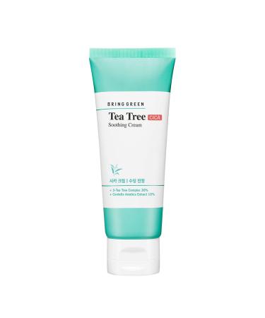 BRING GREEN Tea Tree Cica Soothing Cream | Daily Moisturizer For Face  for Sensitive Skin  Redness Relief  Acne Treatment  Best Intensive Hydrating Cream for Skin Repair  Korean Skin Care  Night Cream (100ml)