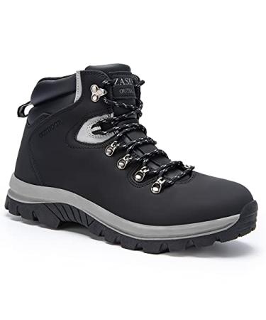 Men's Hiking Boots Non-Slip Mid Top Water Resistant Outdoor Boot Lightweight Backpacking Trekking Hiker Work Shoes 8 Black Boots