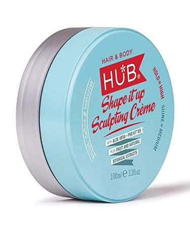 HUB Shape it up Sculpting Cr me Styling Product - 100g / 100ml x 1. Strong hold and medium shine finish. Hair Wax for men and women. Luxury professional quality shaper formulation. (Putty clay or wax grade product)