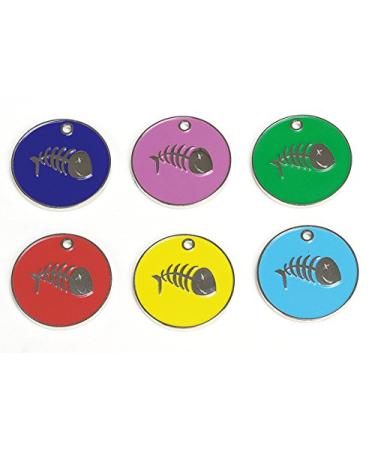 KNIFE-POINT ENGRAVED CAT & KITTEN ID TAG ID DISCS - FISH DESIGN (BLUE)