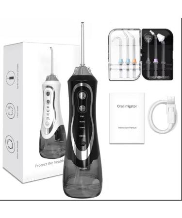 Rechargeable Dental Water Flosser - 300ml 3 Modes 4 Jet Tips Waterproof - Black | Fast International Shipping - Buy Online on GoSupps.com