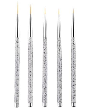 5 Pcs Professional Nail Art Liner Brushes Set - White Marble Design Brush Pen for UV Gel Painting, Point Drill & Drawing - 7/9/11/15/20mm Thin Brushes - Buy Online on GoSupps.com