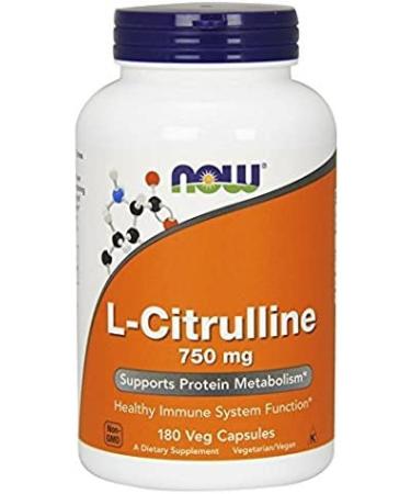 NOW Foods L-Citrulline 750mg 180 Capsules (2 Pack) - 360 Total Count - Buy Online on GoSupps.com