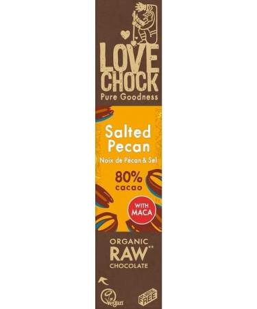 Lovechock - Raw dark chocolate bar 80% pecans and salt 40g - Sold per unit - Buy Online on GoSupps.com