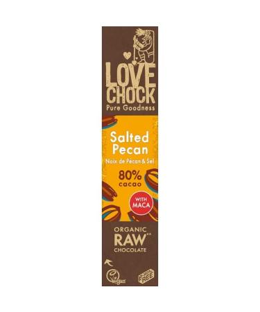 Lovechock - Raw dark chocolate bar 80% pecans and salt 40g - Sold per unit